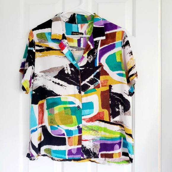 Jams World Tops - JAMS WORLD Hawaiian button up crop top XL